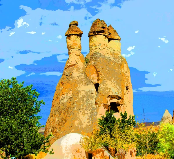 Sculptée Par Vent Eau Roche Volcanique Molle Cappadoce Goreme Turquie — Photo