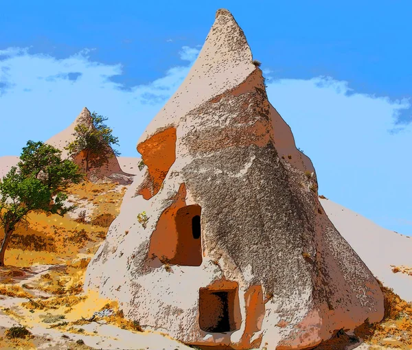 Sculpted Wind Water Soft Volcanic Rock Cappadocia Goreme Turkey Hollowed — Stock Photo, Image