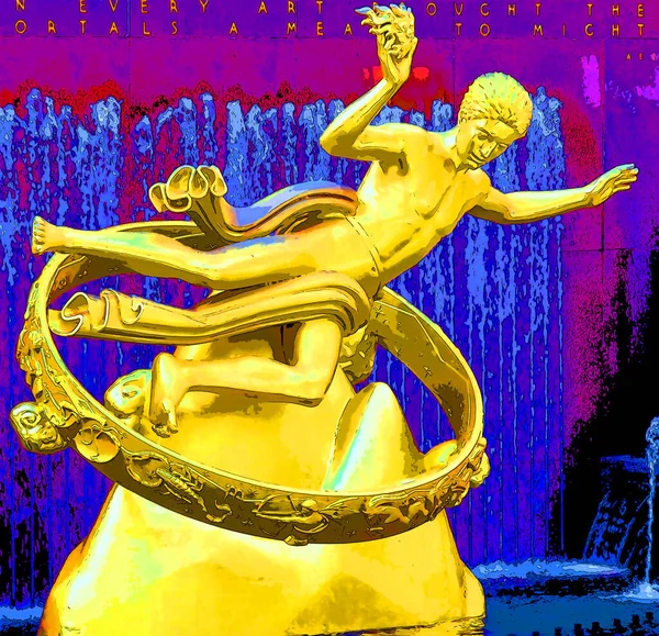 Nowość York City Październik 2013 Złoty Pomnik Prometeusza Centrum Rockefellera — Zdjęcie stockowe