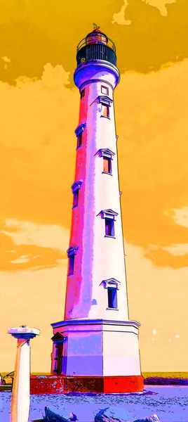 Lighthouse Illustration Pop Art Background — Photo