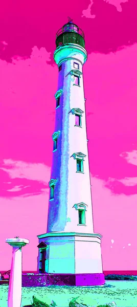 Lighthouse Illustration Pop Art Background — Photo