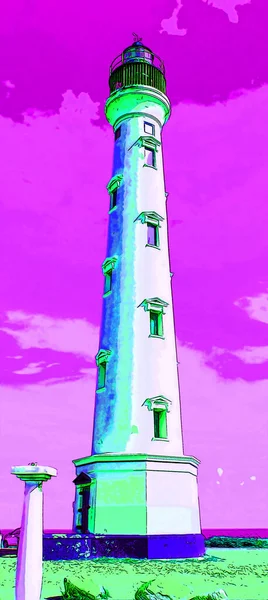 Lighthouse Illustration Pop Art Background — Photo