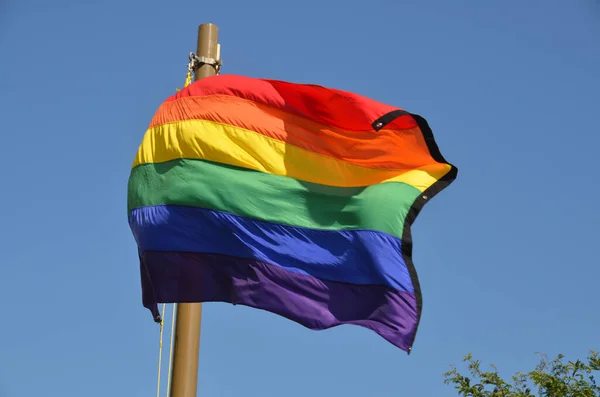 同性恋自豪旗帜在风中挥舞着 — 图库照片
