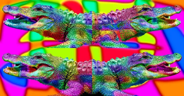 Colorful Crocodile Collage Pop Art — Fotografia de Stock