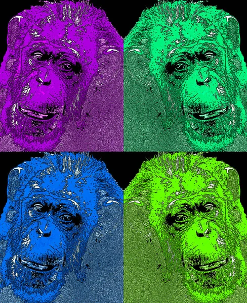 Ape Illustration Pop Art Background Color Spots — Stockfoto