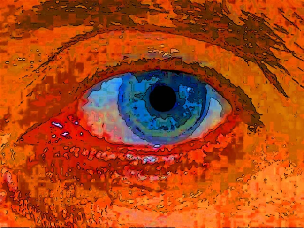abstract human eye Pop art  icon with color spots.