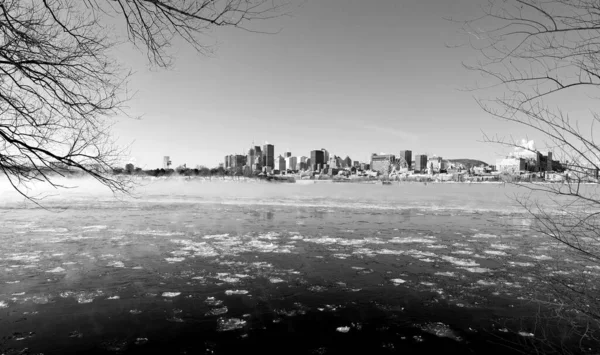 Scenic Landscape Frozen River Sunny Winter Day — Foto Stock