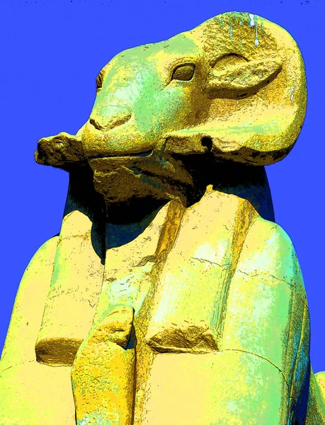 Avenue Sphinx Tête Bélier Temples Karnak Louxor Egypte Signe Illustration — Photo