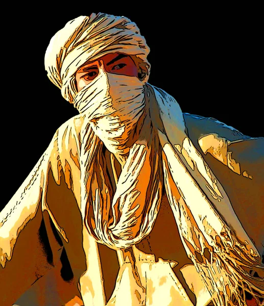 Douz Tunisia 2007 Unidentified Young Bedouin Man Wears Traditional Clothing — Photo