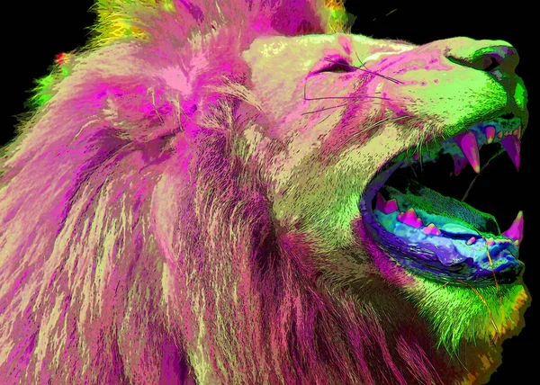 Aslan Işareti Illüstrasyon Renk Lekeli Pop Art Arkaplan Simgesi — Stok fotoğraf