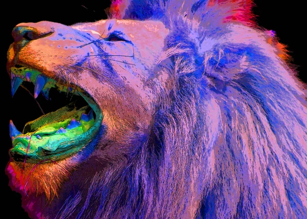 Lion Segno Illustrazione Pop Art Icona Sfondo Con Macchie Colore — Foto Stock