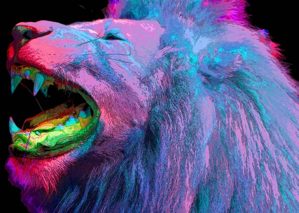 Aslan Işareti Illüstrasyon Renk Lekeli Pop Art Arkaplan Simgesi — Stok fotoğraf