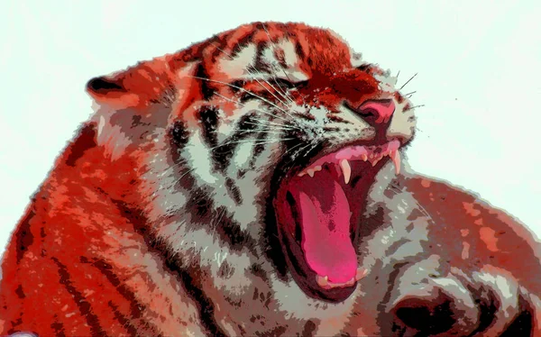 Tiger Illustration Pop Art Background Color Spots —  Fotos de Stock