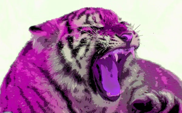 Tiger Illustration Pop Art Background Color Spots — Foto Stock