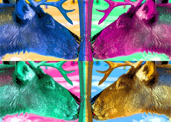 Deer Illustration Pop Art Background — Stock Photo, Image