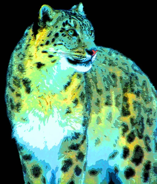 Jaguar Resim Çizimi Renk Lekeli Pop Art Arkaplan Simgesi — Stok fotoğraf