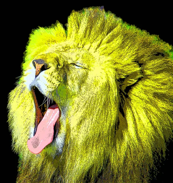 Lion Illustration Pop Art Background Color Spots — стоковое фото