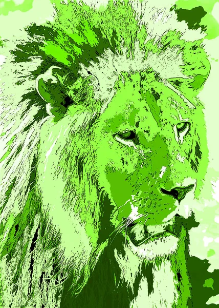 León Signo Ilustración Pop Art Icono Fondo Con Manchas Color — Foto de Stock