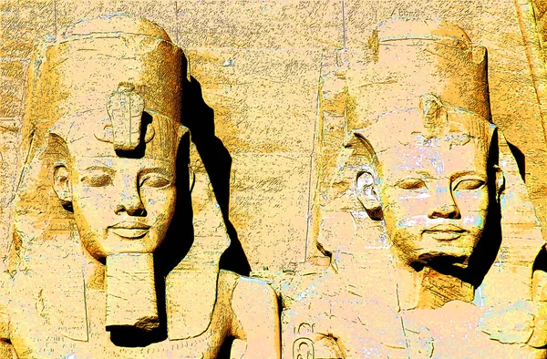 Abu Simbel Socha Nubii Egypt Ilustrace Pop Art Pozadí Barevnými — Stock fotografie