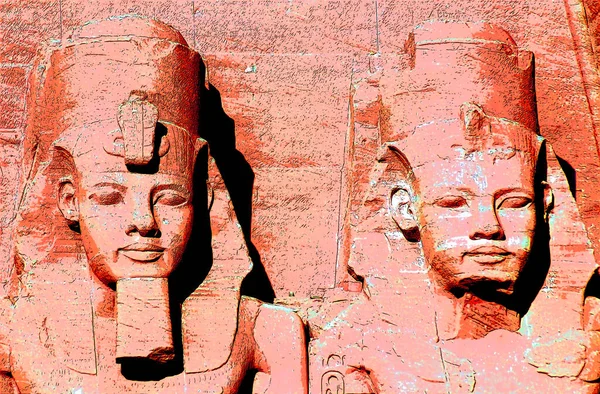 Abu Simbel Statue Nubia Egypt Illustration Pop Art Background Color — Foto Stock