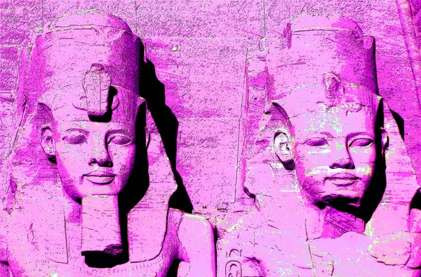 Abu Simbel Statue Nubia Egypt Illustration Pop Art Background Color — стоковое фото