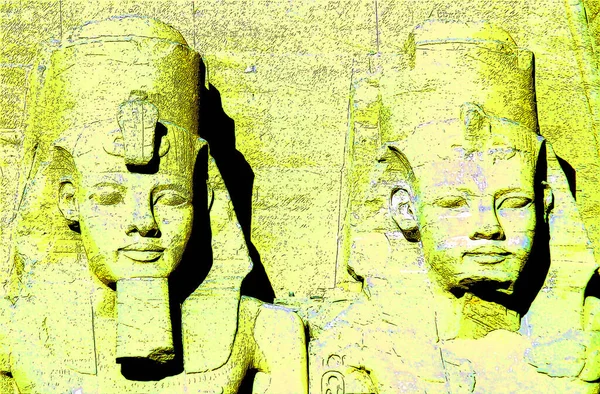 Abu Simbel Statue Nubia Egypt Illustration Pop Art Background Color — Photo
