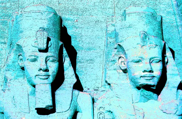 Abu Simbel Statue Nubia Egypt Illustration Pop Art Background Color — Stockfoto