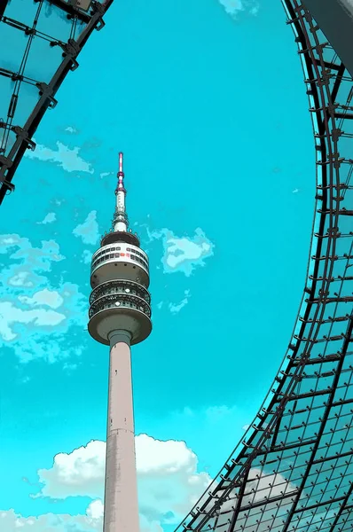 München Deutschland Juni Der Stadionturm Des Olympiaparks München Ist Ein — Stockfoto