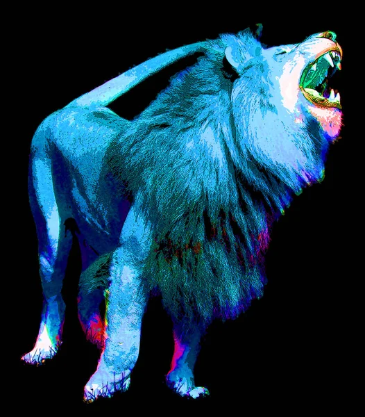 Lion Illustration Pop Art Style Icon Color — стоковое фото