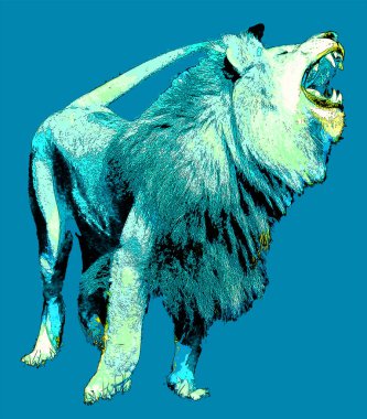 Pop sanat tarzında aslan illüstrasyonu, renkli simge