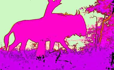 Bull sign illustration pop-art background icon with color spots