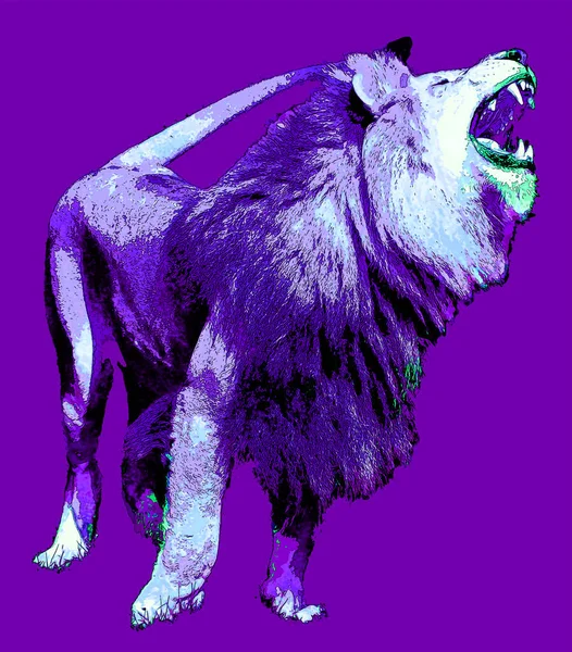 Lion Illustration Pop Art Style Icon Color — Foto de Stock