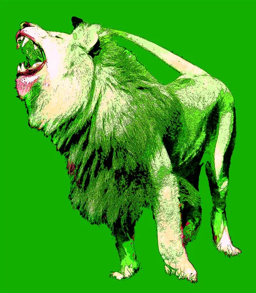 Lion Illustration Pop Art Style Icon Color — Foto Stock