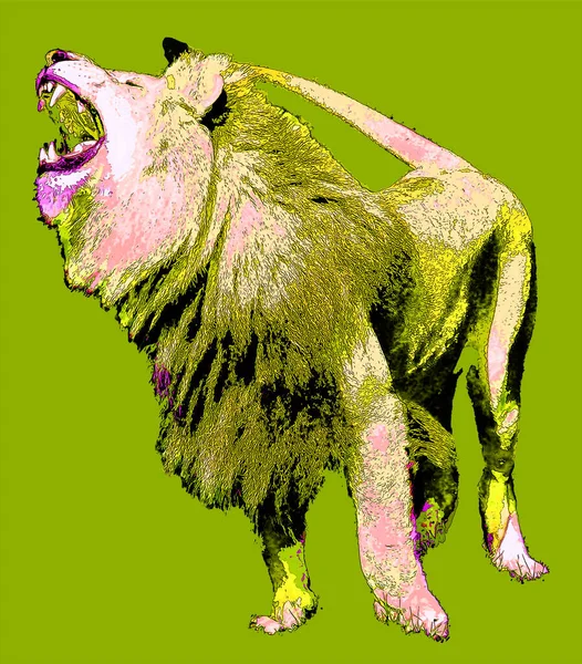 Lion Illustration Pop Art Style Icon Color — 图库照片