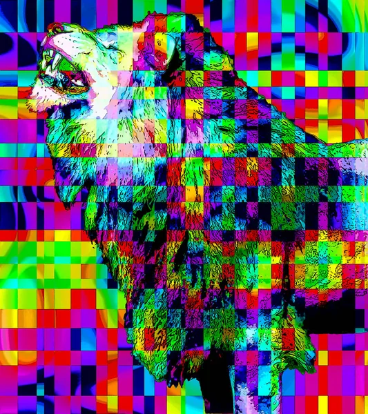 Lion Illustration Pop Art Style Icon Color — Stock Fotó
