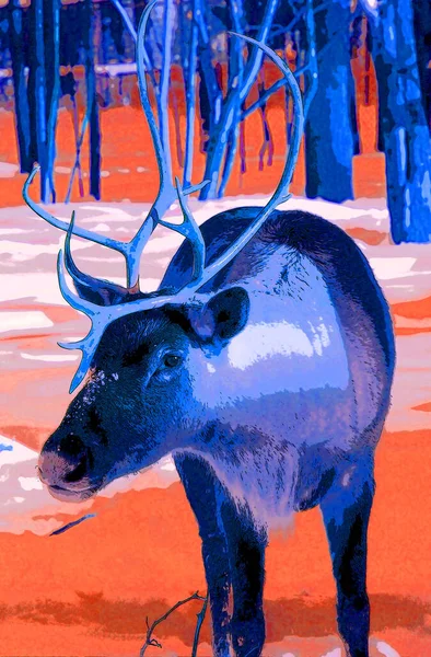 鹿のサインのイラストのカラースポットとポップアートの背景のアイコン — ストック写真