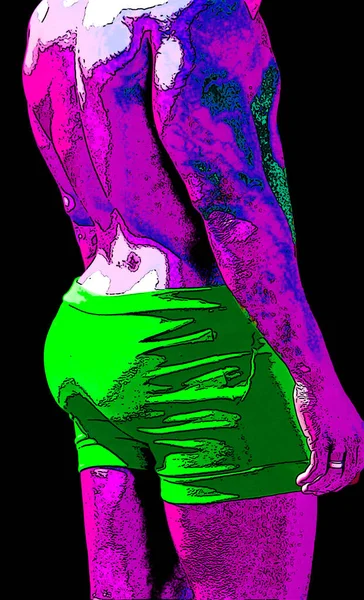 Young Man Lingerie Illustration Pop Art Background Icon Color Spots — Stockfoto