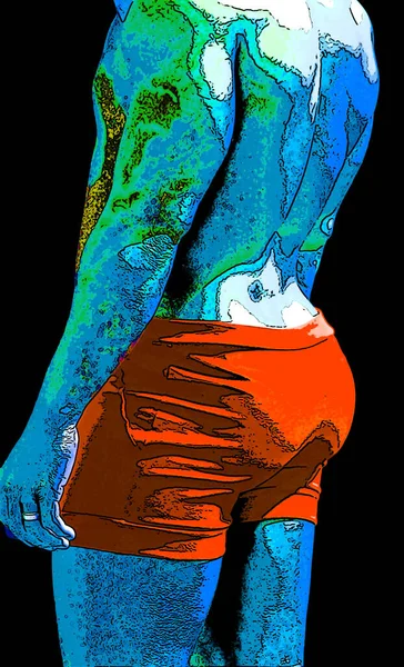 Young Man Lingerie Illustration Pop Art Background Icon Color Spots — Foto Stock