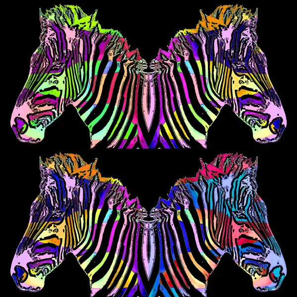 Zebra Segno Illustrazione Pop Art Icona Sfondo Con Macchie Colore — Foto Stock