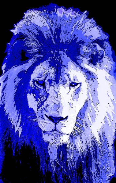 Lion Head Illustration Pop Art Style Icon Color — Foto de Stock