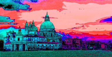 VENICE ITALY 05: 12 2019: Santa Maria della Salute, Venedik İtalya 'nın Roma Katolik kilisesi ve İtalya' nın küçük bir bazilikası.