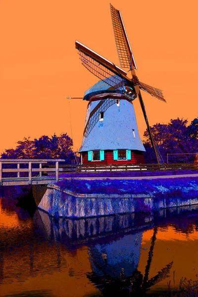 Windmill Sign Illustration Pop Art Background Icon Color Spots — Stock Photo, Image