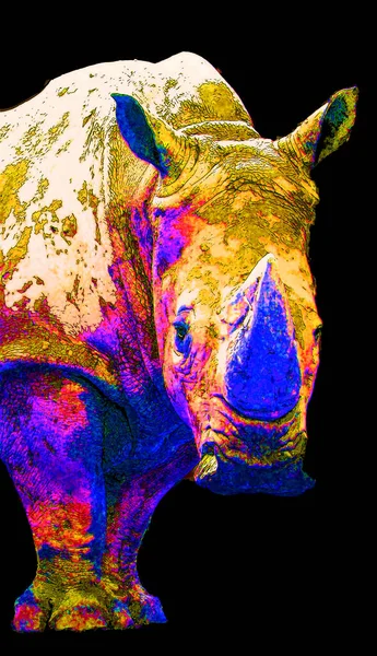 Rhinoceros Znamení Ilustrace Pop Art Pozadí Ikona Barevnými Skvrnami — Stock fotografie