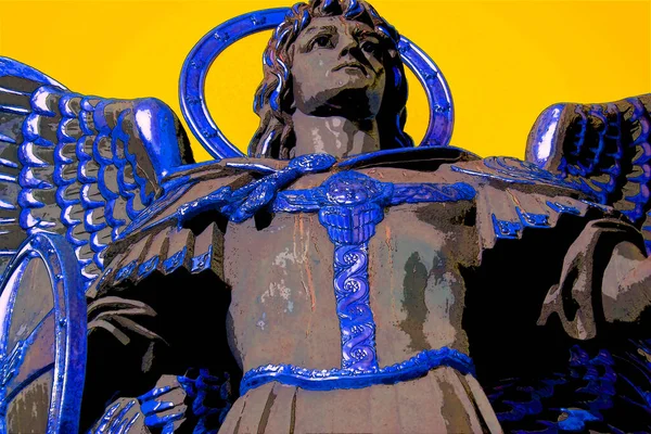 Кив Украина Позолоченная Бронзовая Статуя Архангела Михаила Покровителя Киева Площади — стоковое фото