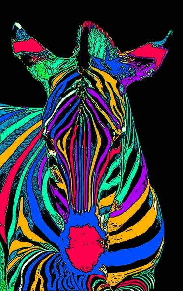 Zebra Head Illustration Pop Art Style Icon Color — 图库照片