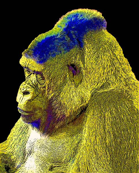 Pop Art Gorilla Ikone Mit Farbflecken — Stockfoto