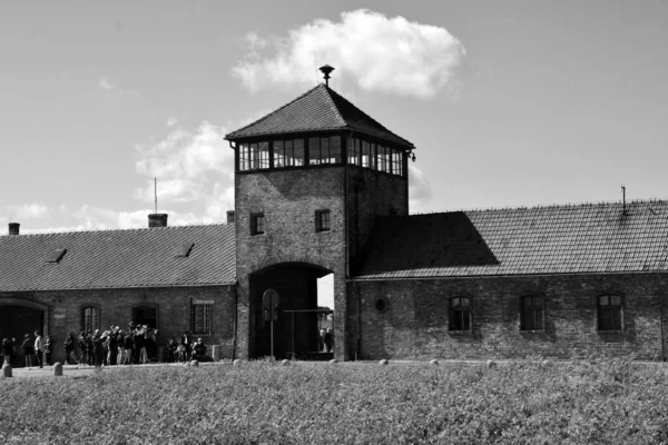 Auschwitz Birkenau Polska Wejście Obozu Koncentracyjnego Auschwitz Było Siecią Niemieckich — Zdjęcie stockowe