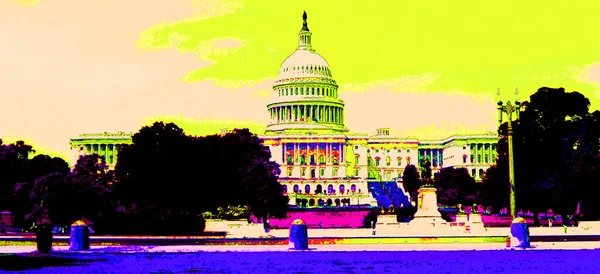 Washington Usa 081998 Pop Art Illustration United States Capitol Capitol — Foto de Stock