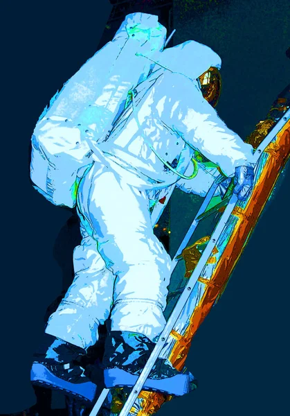 Washington Usa 081998 Neil Armstrong Climbing Eagles Ladder Display National — 图库照片