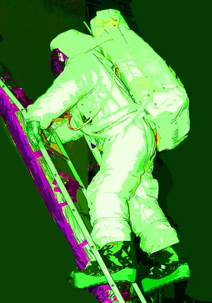 Washington Usa 081998 Neil Armstrong Climbing Eagles Ladder Display National — 图库照片